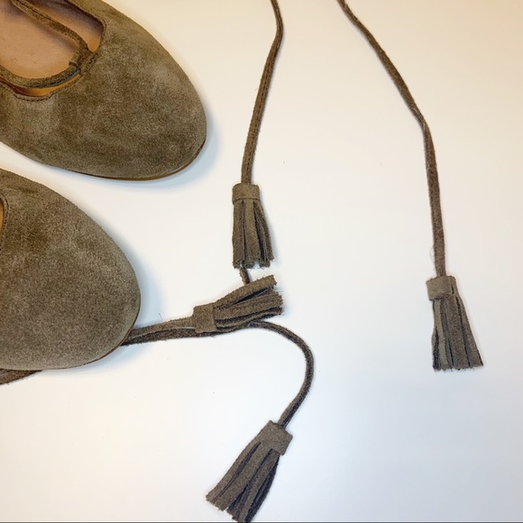 Madewell Inga Lace-Up Flats in Olive Suede - Picture 5 of 13
